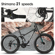 26in Adult/Youth Full 21 Speed Mountain Tire Bike, Double Disc Brakes, High Carbon Steel Frame, with Spring Shock Absorber, Front Suspension, Mountain Bike, City Commuter City Bike, Bike HASHTAG