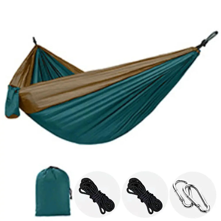 Outdoor Single Person Camping Hammock With Nylon Color Matching Hammock High Strength Parachute Fabric Portable Hanging Bed HASHTAG