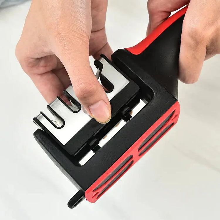 Kitchen 4Segment Knife Sharpener Household Multi-Functional Hand-Held Three-Purpose Black Sharpening Stone - HASHTAG