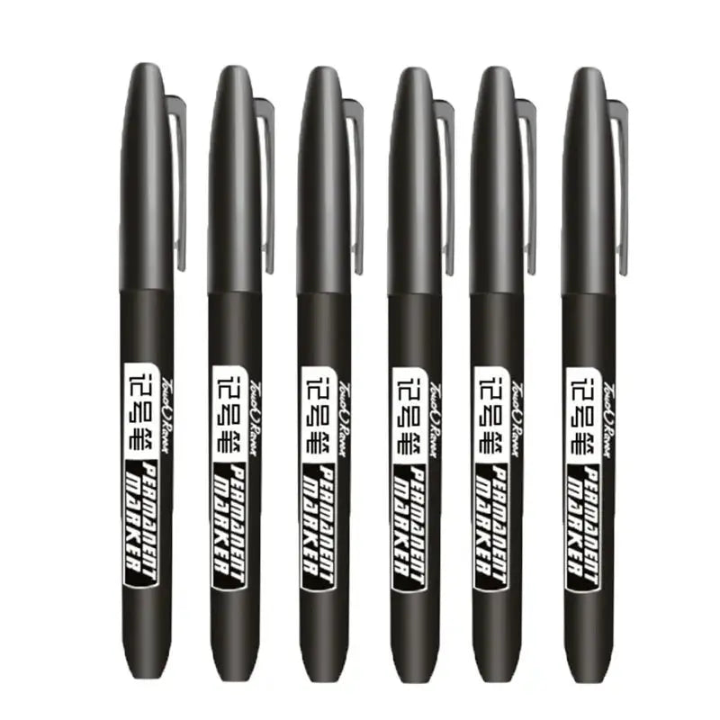 6 PCS Permanent Marker Pen Manga Drawing Markers Black Blue Red Waterproof Ink Sketch Pens Stationery Art School Supplies - HASHTAG