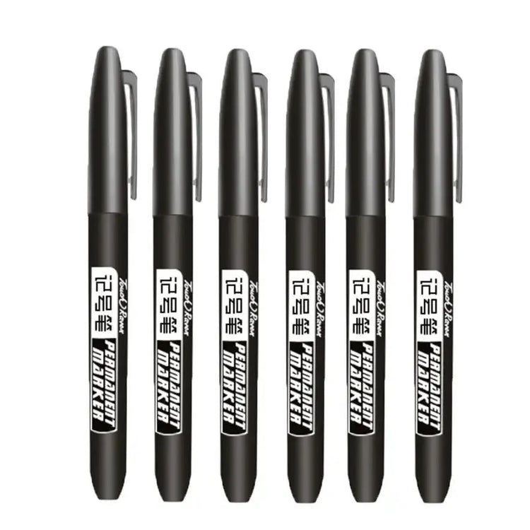 6 PCS Permanent Marker Pen Manga Drawing Markers Black Blue Red Waterproof Ink Sketch Pens Stationery Art School Supplies - HASHTAG