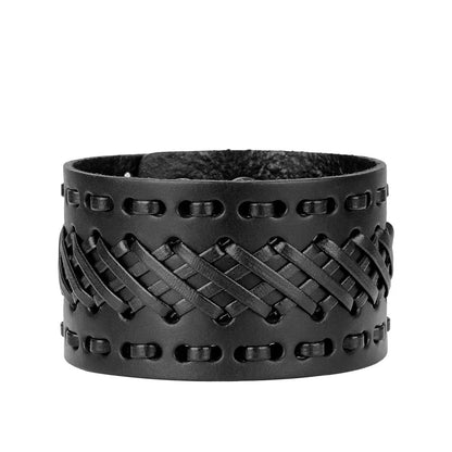 Retro Wide Leather Hand-strung Bracelet For Men And Women HASHTAG