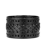 Retro Wide Leather Hand-strung Bracelet For Men And Women HASHTAG