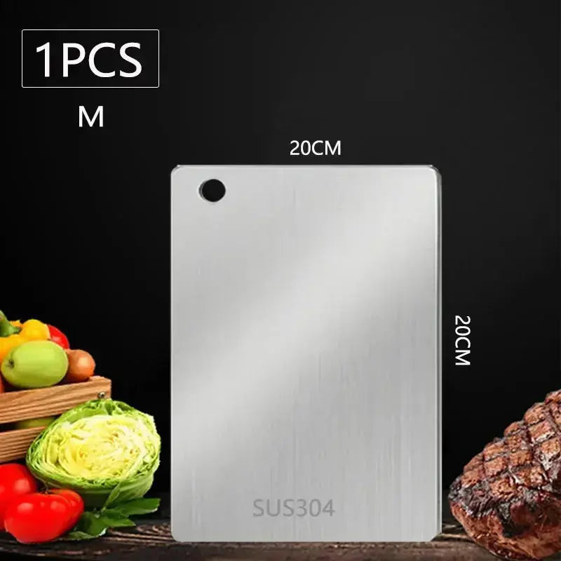 WXCOO Chopping Board Stainless Steel Double Sided Thickened Kneading Dough Board Kitchen Household Fruit Cutting Block HASHTAG