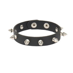 Punk Bracelet for Men Women - Goth Black Leather Wristband with Metal Spike Studded- Spike Rivets Cuff Bangle Adjustable HASHTAG