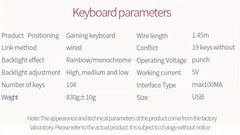 YINDIAO V2 Computer Wired Keyboard E-sports Gaming Typing Office Universal USB Plug-in Hair Light Keyboard Available For Windows System HASHTAG
