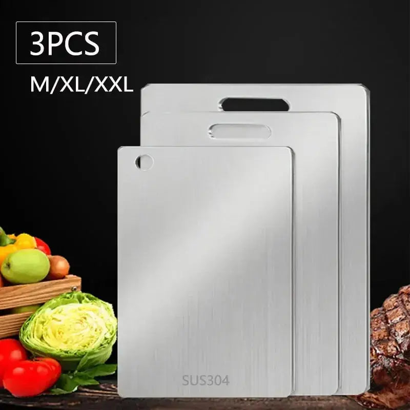 WXCOO Chopping Board Stainless Steel Double Sided Thickened Kneading Dough Board Kitchen Household Fruit Cutting Block HASHTAG