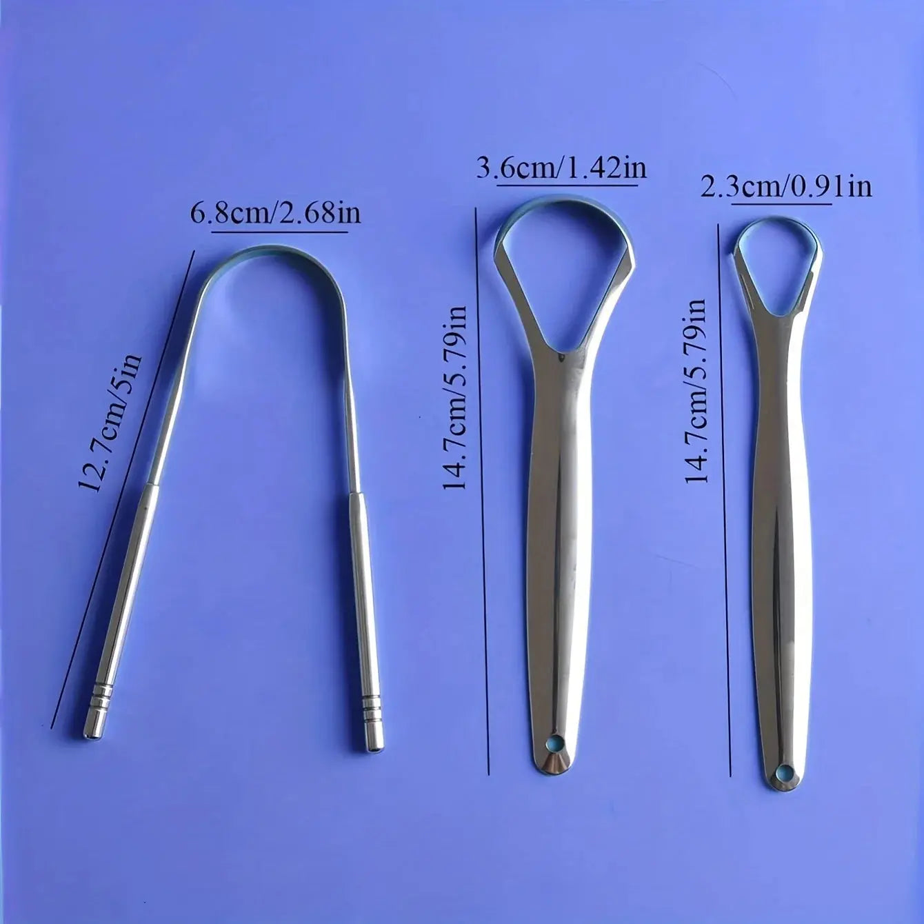 3pcs Stainless Steel Tongue Scraper U-shaped Metal Fresh Breath Cleaning Coated Tongue Toothbrush Oral Hygiene Care Tools HASHTAG
