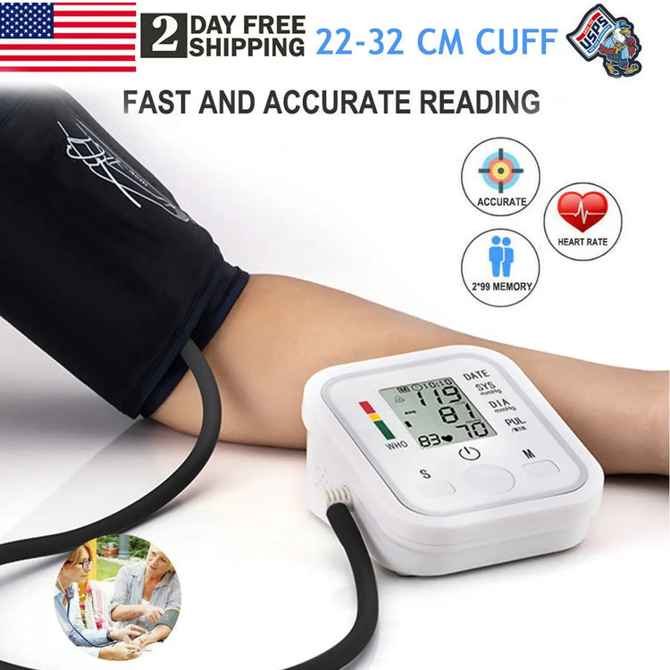 Automatic Upper Arm Blood Pressure Monitor Pulse Meter BP Machine Voice Talking AliExpress