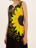 Sunflower Print Keyhole Dress, Casual Crew Neck Sleeveless Maxi Dress With Pocket, Women's Clothing For Elegant Dressing HASHTAG