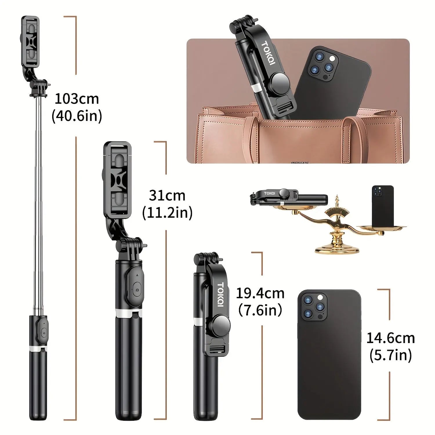 Treppiede per selfie stick da 101,6 cm, supporto per selfie stick estensibile - My Hashtag Shop
