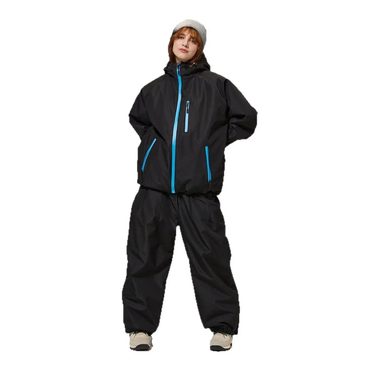 Unisex Windproof And Waterproof Loose-fitting Fashionable Ski Suit Set HASHTAG