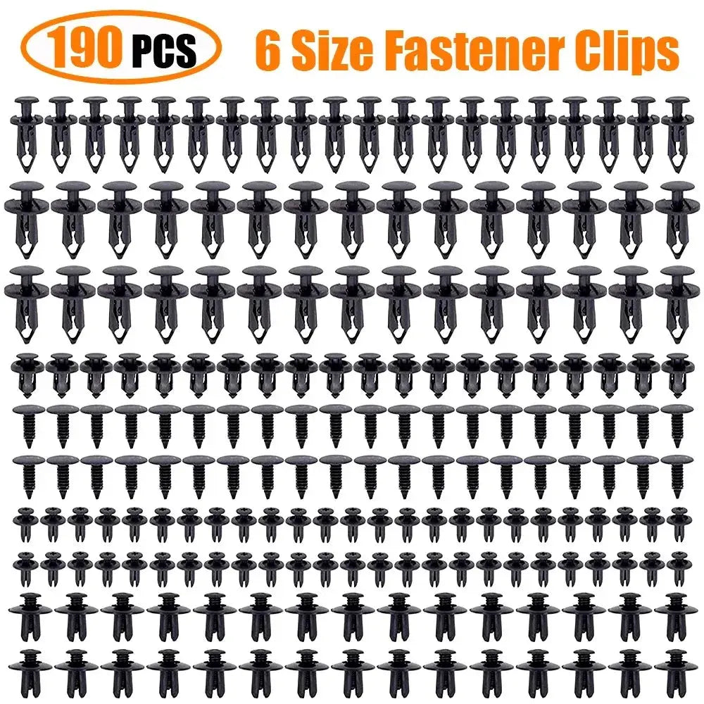 190pcs Car Retainer Clips 6 Size Plastic Fasteners Kit Auto Trim Panel Clip Mixed Car Body Bumper Rivet Set - HASHTAG