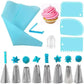 Silicone Piping Bags and Tips Set Cake DIY Decorating Kit with Stainless Steel Nozzle Reusable Silicone Pastry Baking Tool