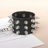 Punk Bracelet for Men Women - Goth Black Leather Wristband with Metal Spike Studded- Spike Rivets Cuff Bangle Adjustable HASHTAG