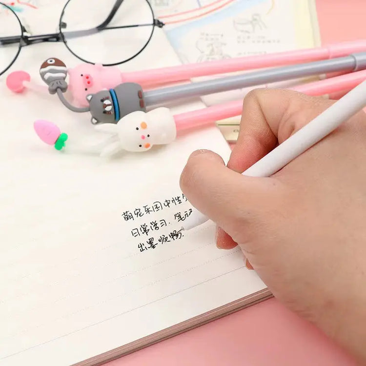 12 Pcs Cute Pet Pens Set - Creative Cartoon Writing Tools for Small Fresh Student Exam, School Supplies
