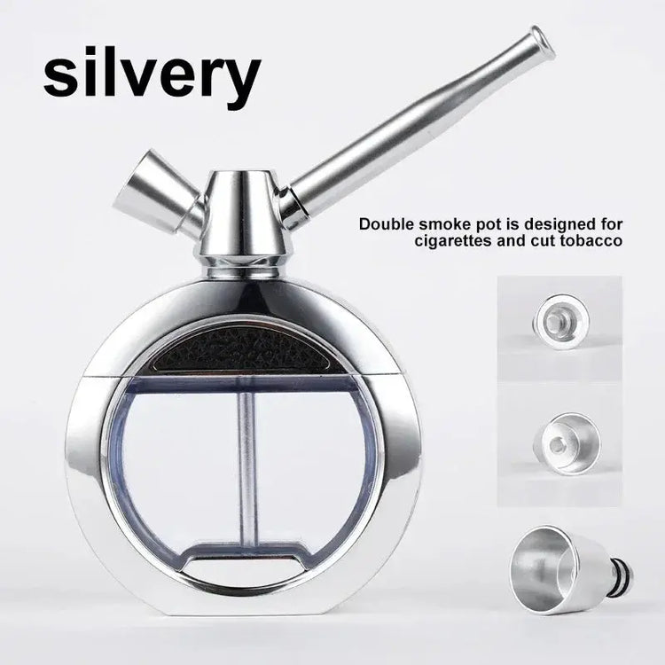 CRUSHER Dry Herb Grass Tobacco Pipes Kit Zinc Alloy Hookah Set Men and Women Use Double Filter Water Smoking Pipe Accessories - HASHTAG