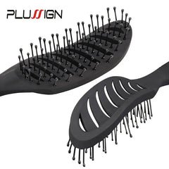 Styling Curly Hair Brush Salon Massager Comb Brush Detangling Drying Brush Anti Static Curved Vent Brush Scalp Massage Comb HASHTAG