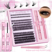 Eyelash Clusters Kit Fluffy Individual Eyelash Extensions With Lower Lash DIY Lash Extension Kit Lash Bond and Seal HASHTAG