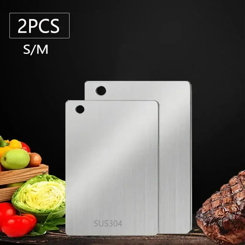 WXCOO Chopping Board Stainless Steel Double Sided Thickened Kneading Dough Board Kitchen Household Fruit Cutting Block HASHTAG