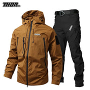 Man's MTB Clothing THORSOL Cycling Jacket Set Motorcycle Bike Coat Mountain Bicycle Trousers Abbigliamento Bici Da Corsa Uomo HASHTAG