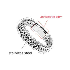 Stainless Steel Braided Double Row Front and Rear Fish Scale Alloy Magnetic Buckle Bracelet with Keel Jewelry New Model HASHTAG