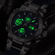 Men's Sports Watch Dual Display Digital Military Quartz Watch Alarm Clock Chronograph Computer, Multifunctional Luminous Business Watch, Student Watch, Outdoor Sports Watch HASHTAG