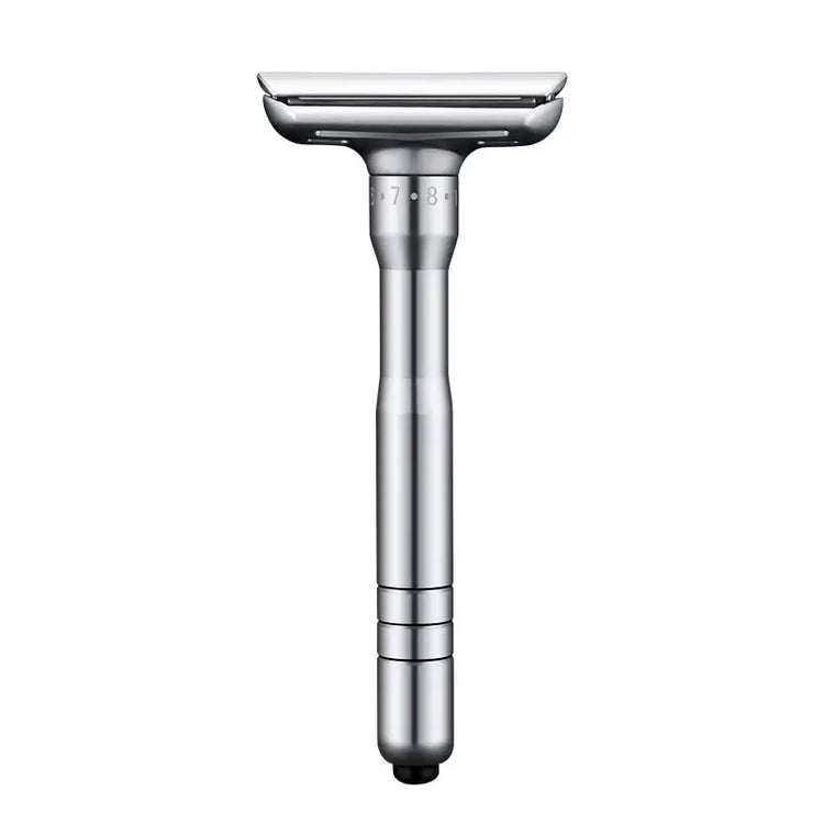 Adjustable Safety Razor Safer Press to Open Blade Replacing System 1 Razor 1 Travel Case & 5 Blades Men&