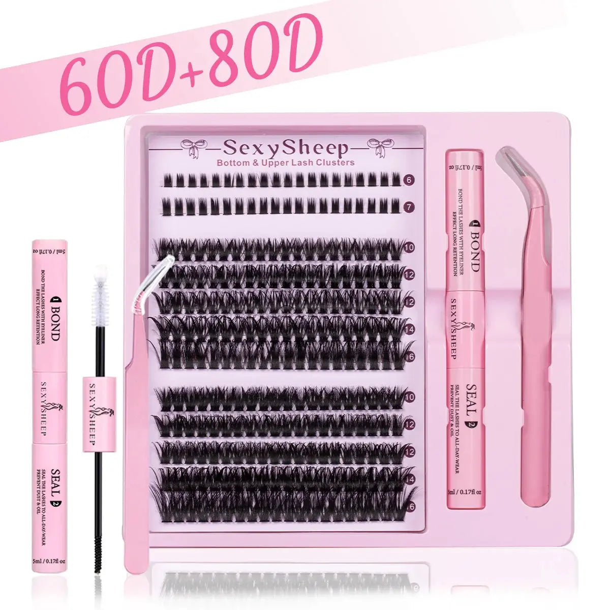 Eyelash Clusters Kit Fluffy Individual Eyelash Extensions With Lower Lash DIY Lash Extension Kit Lash Bond and Seal HASHTAG