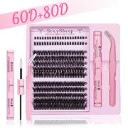 Eyelash Clusters Kit Fluffy Individual Eyelash Extensions With Lower Lash DIY Lash Extension Kit Lash Bond and Seal HASHTAG