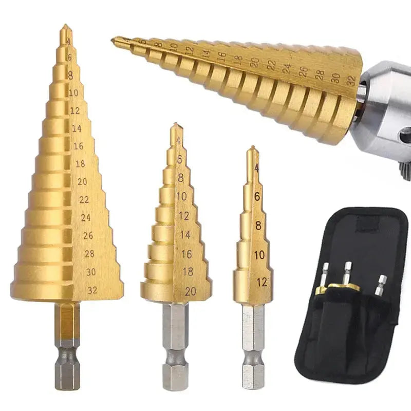 4-32 mm 4-20 mm HSS Titanium Coated Step Drill Bit High Speed Steel Metal Wood Hole Cutter Cone Drilling Tool HASHTAG