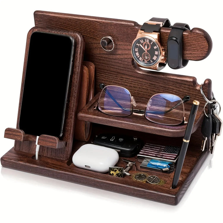 NNETM Wooden Desk Organizer Phone Docking Station Stand - HASHTAG
