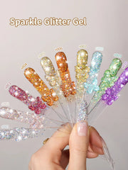 1/ 10pcs 15ML Glitter Silver Color Nail Gel Polish Semi-permanent Varnish Soak Off Nail Art  UV LED Gel Manicure For Summer HASHTAG