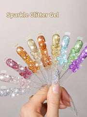 1/ 10pcs 15ML Glitter Silver Color Nail Gel Polish Semi-permanent Varnish Soak Off Nail Art  UV LED Gel Manicure For Summer HASHTAG