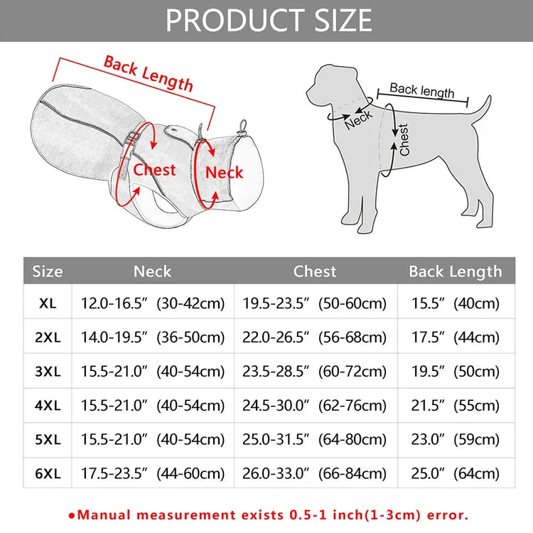 Waterproof Big Dog Clothes Warm Large Dog Coat Jacket Reflective Raincoat Clothing for Medium Large Dogs French Bulldog XL-6XL