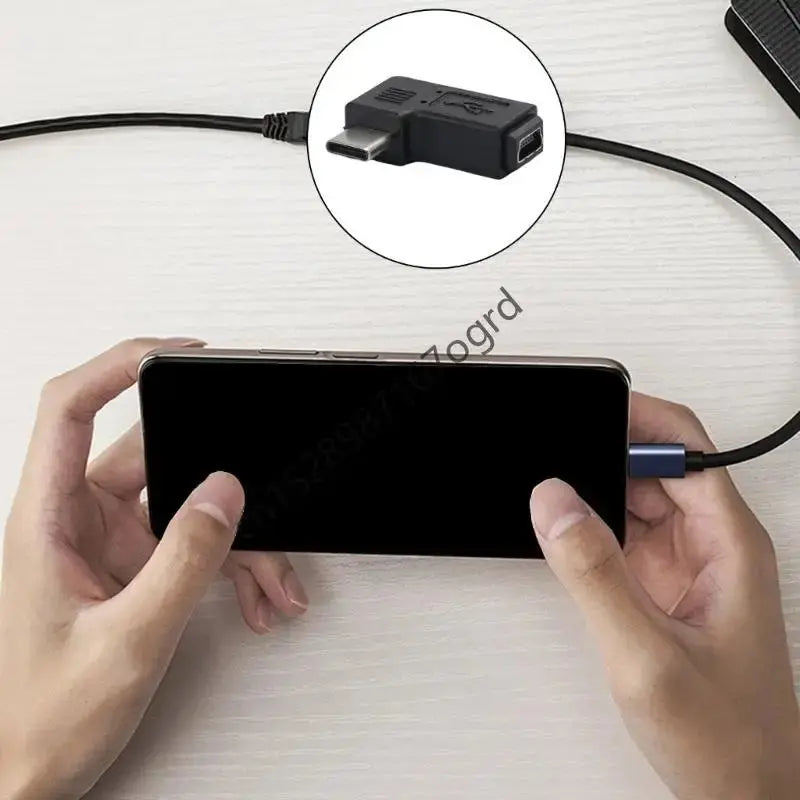 Mini USB to USB C Converter 90 Degree Type-C Male to Mini USB Female Adapter 634A - HASHTAG