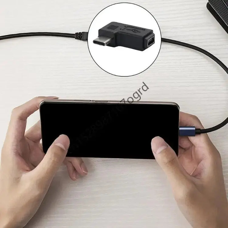 Mini USB to USB C Converter 90 Degree Type-C Male to Mini USB Female Adapter 634A - HASHTAG