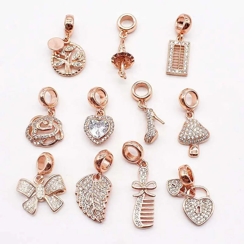 14K Gold Copper Plating Large Hole Spacer Bead Pendant Charms Liebe - Making Life Easier