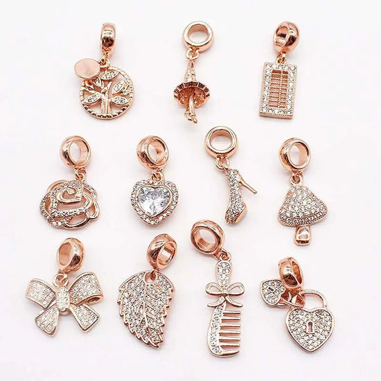 14K Gold Copper Plating Large Hole Spacer Bead Pendant Charms Liebe - Making Life Easier