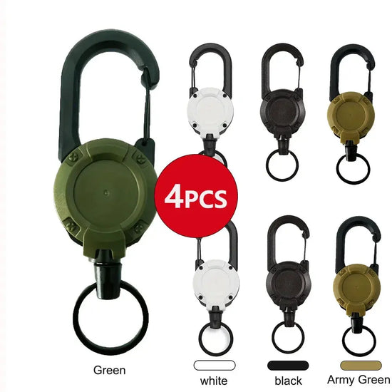 1/2/4pcs Extendable Retractable Holders Keychain Badge Reels Heavy Duty Clip With Carabiner Key Chain For Men Outdoor Bags - My Hashtag Shop