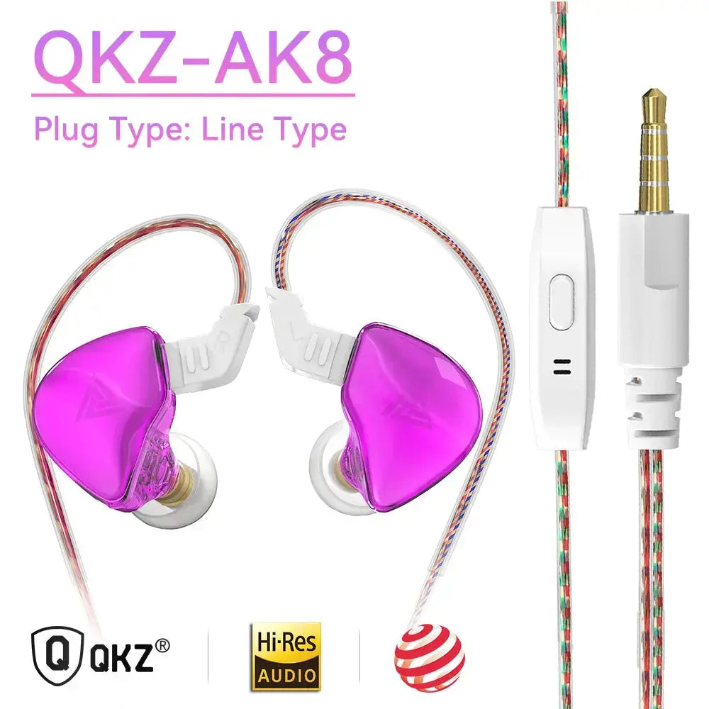 Original QKZ AK6 In Ear Earphone 6 Dynamic Driver Unit Headphone With Mic Stereo Sports HIFI Subwoofer Headset Monitor Earbuds HASHTAG