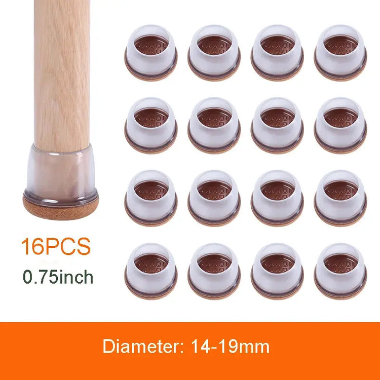 16PCS Transparent Table Chair Leg Protectors Caps Round Square for Furniture Foot Legs Cover Floor Protector with Felt Bottom - HASHTAG