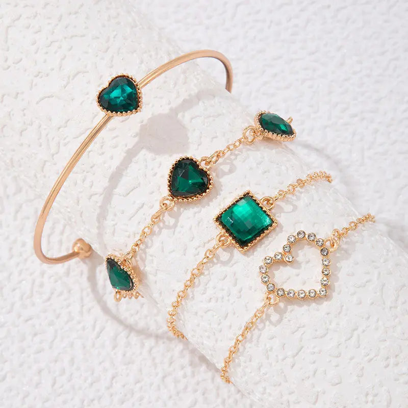 Fashionable Square-Brilliant Heart Bracelet Set Of Four For Women AliExpress