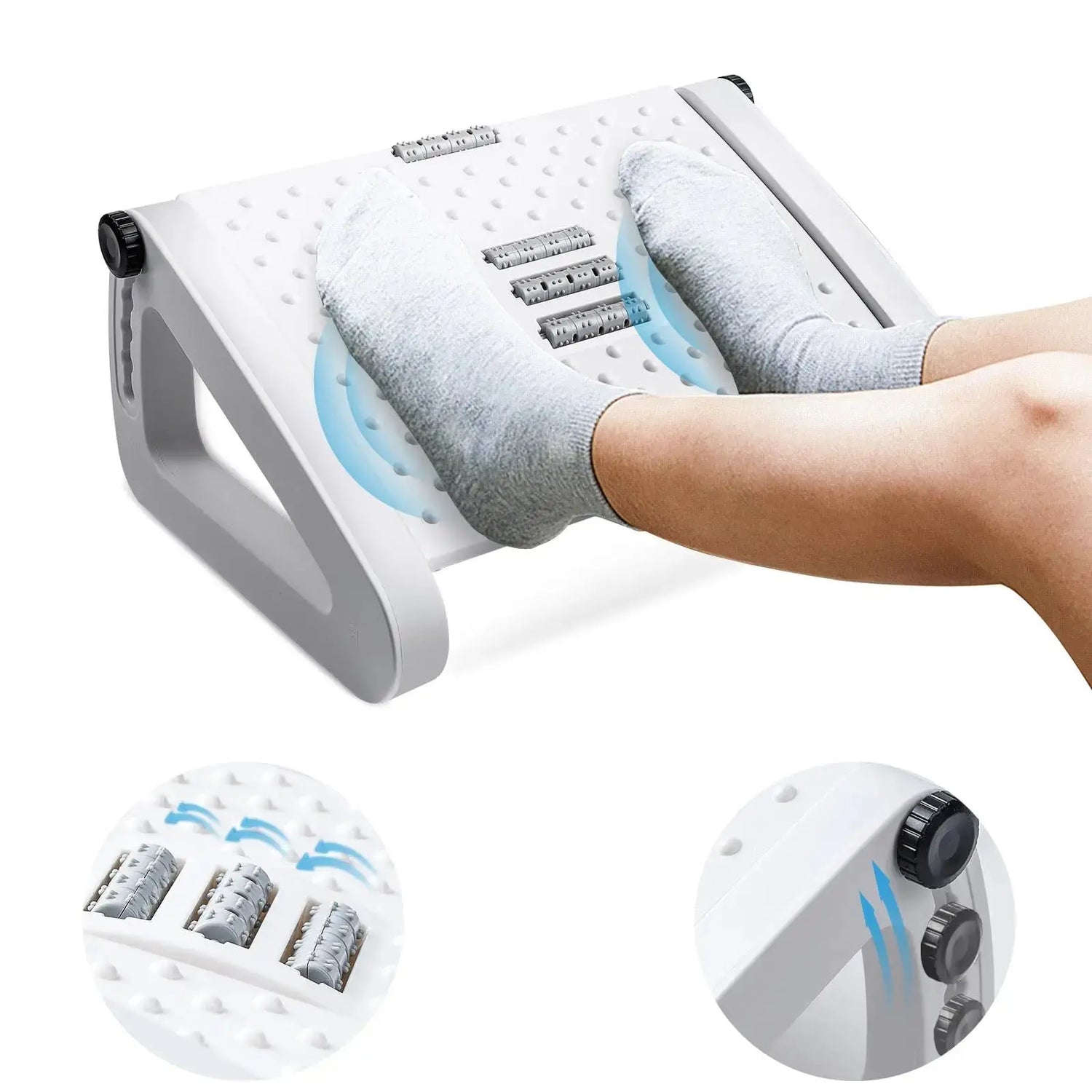 Under Desk Footrest Ergonomic Foot Stool with Massage Rollers Desk Leg Rest Pain Relief for Home Office Work - HASHTAG