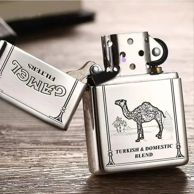 2025 new High end kerosene lighter, Camel windproof kerosene customized lighter, can be connected to DIY customization HASHTAG BAR TABACCHI