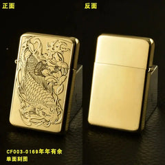 Exquisite Brass Kerosine Lighter Slim Windproof Vintage Grinding Wheel Ignition Lighter Cigarette Accessories Men's Gift HASHTAG BAR TABACCHI