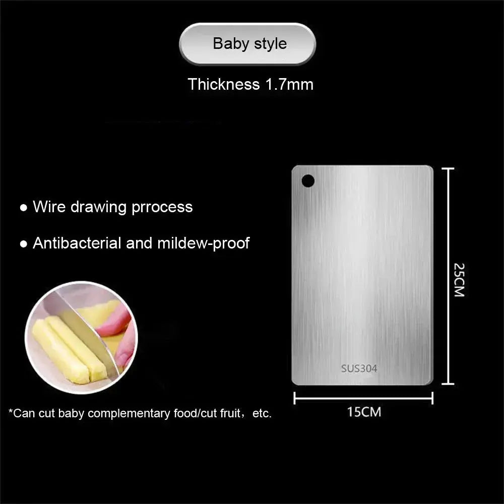 WXCOO Chopping Board Stainless Steel Double Sided Thickened Kneading Dough Board Kitchen Household Fruit Cutting Block HASHTAG