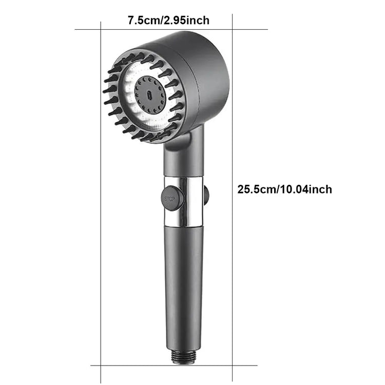 3 Modes Handheld Shower Head with Massage Brush Cotton Filters One-click Stop Water Saving High Pressure Showerhead for Bathroom - HASHTAG