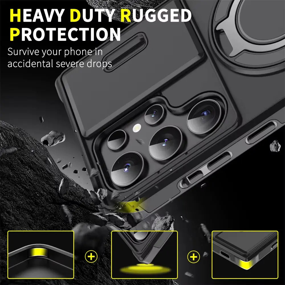 Slide Camera Protection Magnetic Stand Phone Case for Samsung S26 S25 Edge S24 S23 plus S21 S22 Ultra FE A54 A15 A05 A05S Cover