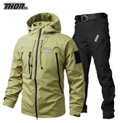 Man's MTB Clothing THORSOL Cycling Jacket Set Motorcycle Bike Coat Mountain Bicycle Trousers Abbigliamento Bici Da Corsa Uomo HASHTAG